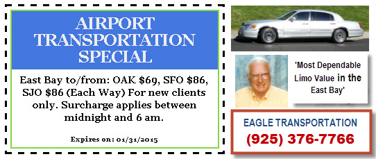 AIRPORT SHUTTLE LIMO to or from  CONTRA COSTA to or from SFO, SFO at Taxi Discount Prices – EAGLE TRANSPORTATION – Yellow Pages Coupons